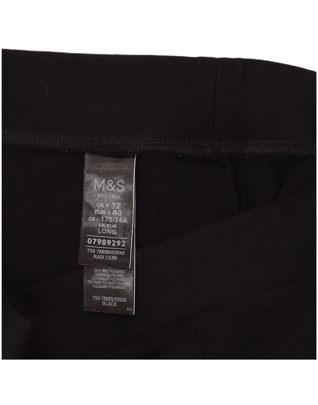 Marks & Spencer Leggings Femme UK 12 Medium Noir Viscose