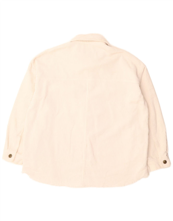 Zara Veste surdimensionnée en velours côtelé pour femme UK 10 Petit coton blanc