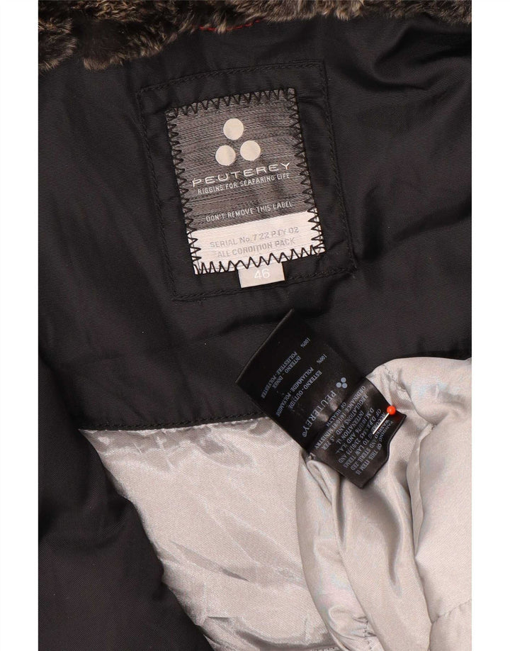 PEUTEREY Manteau matelassé à capuche IT 46 Large Noir Polyamide Femme