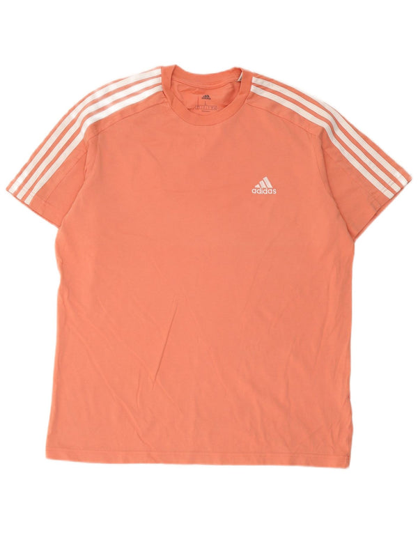Adidas Mens T-Shirt Top Large Orange Cotton