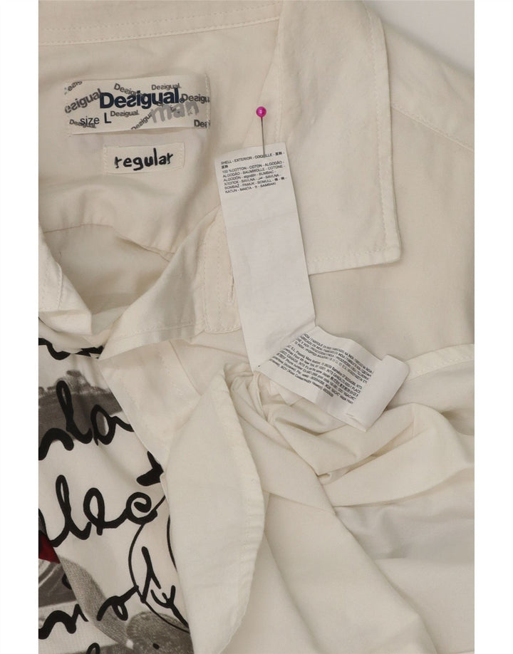 DESIGUAL Chemise Graphique Regular Fit Homme Blanc Coton