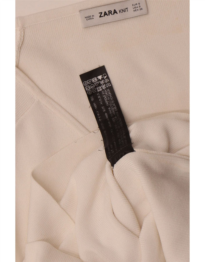 Zara Chemisier cache-cœur à manches longues pour femme UK 8 Small Viscose blanche