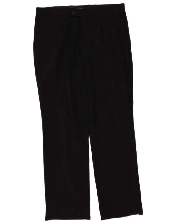 Marks & Spencer Pantalon de costume droit Blue Harbor pour homme W36 L31 à carreaux bleu marine