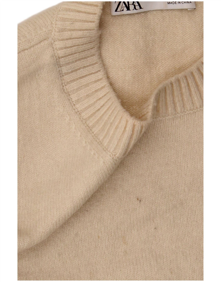 Zara Womens Crop Vest Débardeur UK 10 Petit Beige