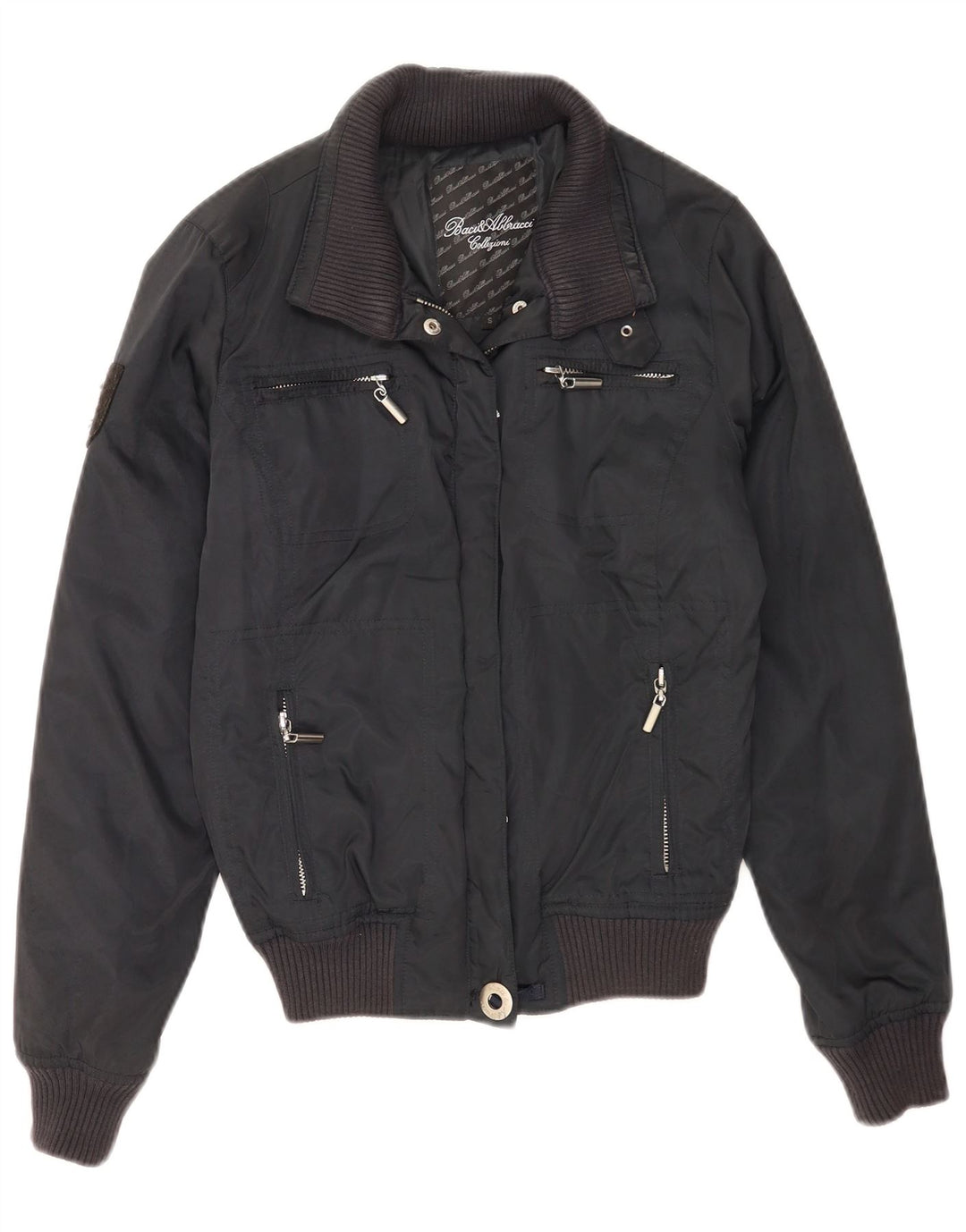 BACI & ABBRACCI Veste Bomber Femme UK 10 Petit Bleu Marine Polyester