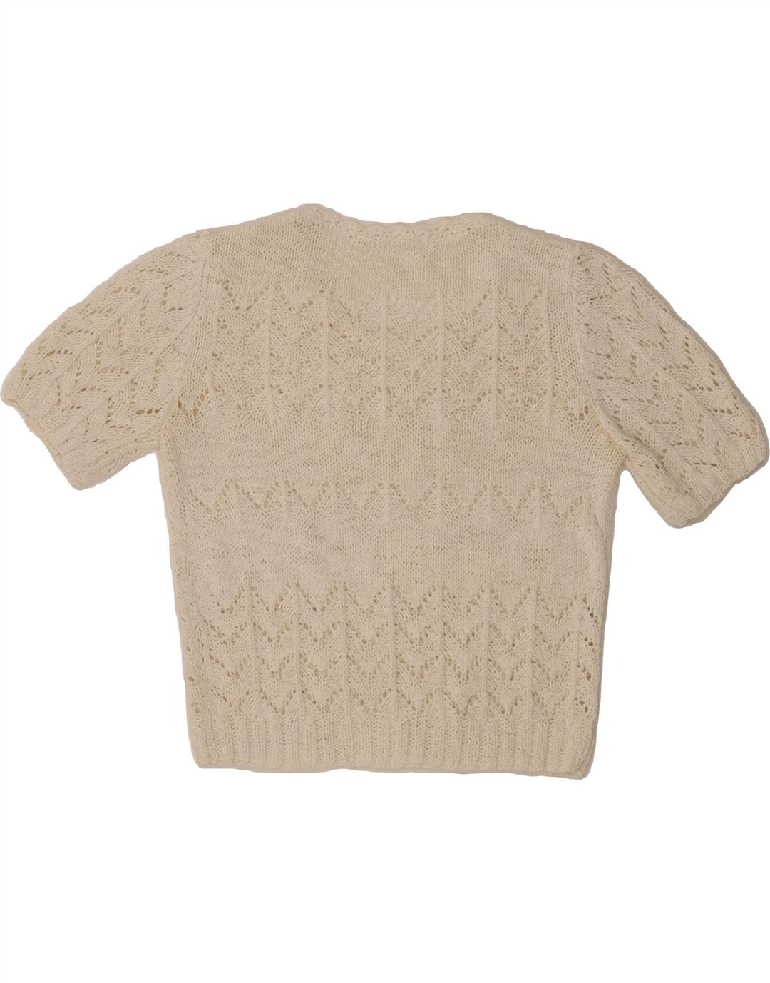 VINTAGE Womens See Through Boat Neck Jumper Sweater UK 14 Medium White Vintage Vintage and Second-Hand Vintage from Messina Hembry 