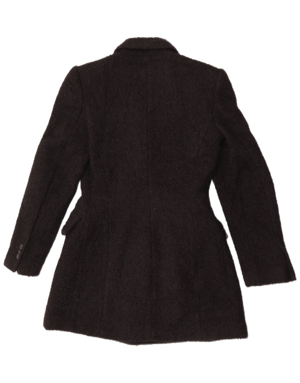 Zara Veste blazer longue à double boutonnage pour femme UK 10 Petit Noir