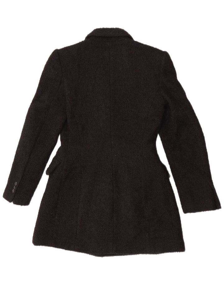 Zara Veste blazer longue à double boutonnage pour femme UK 10 Petit Noir