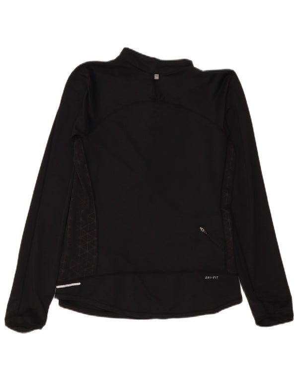 Nike Haut de survêtement Dri Fit à col zippé pour femme UK 12 Noir moyen