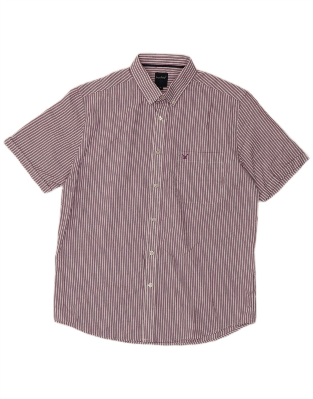 JAMES PRINGLE Chemise à manches courtes pour homme en polyester à fines rayures violet moyen