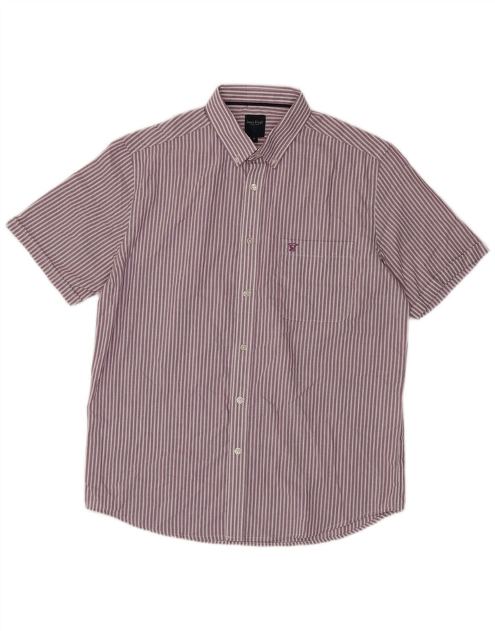 JAMES PRINGLE Chemise à manches courtes pour homme en polyester à fines rayures violet moyen
