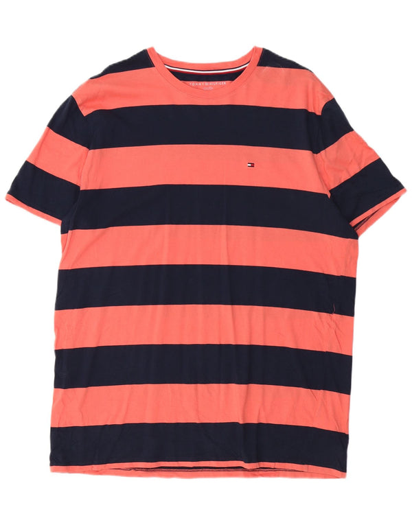 Tommy Hilfiger T-Shirt Homme Top XL Coton Rayé Rose