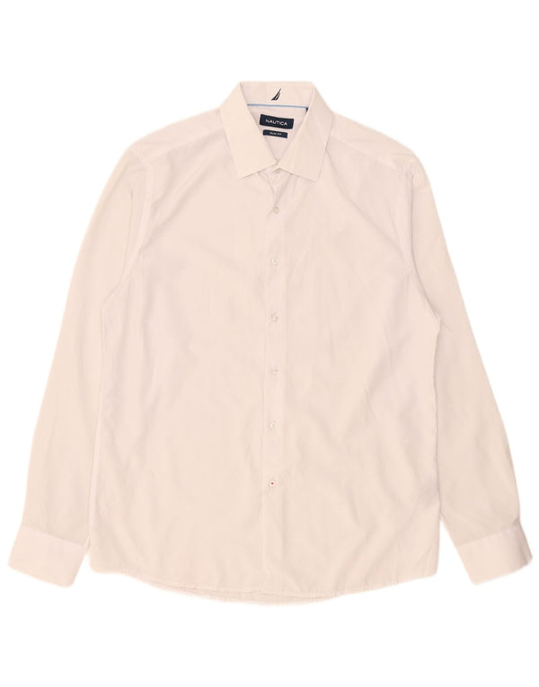 Nautica Chemise slim fit pour homme Taille 16 1/2 Grand polyester blanc