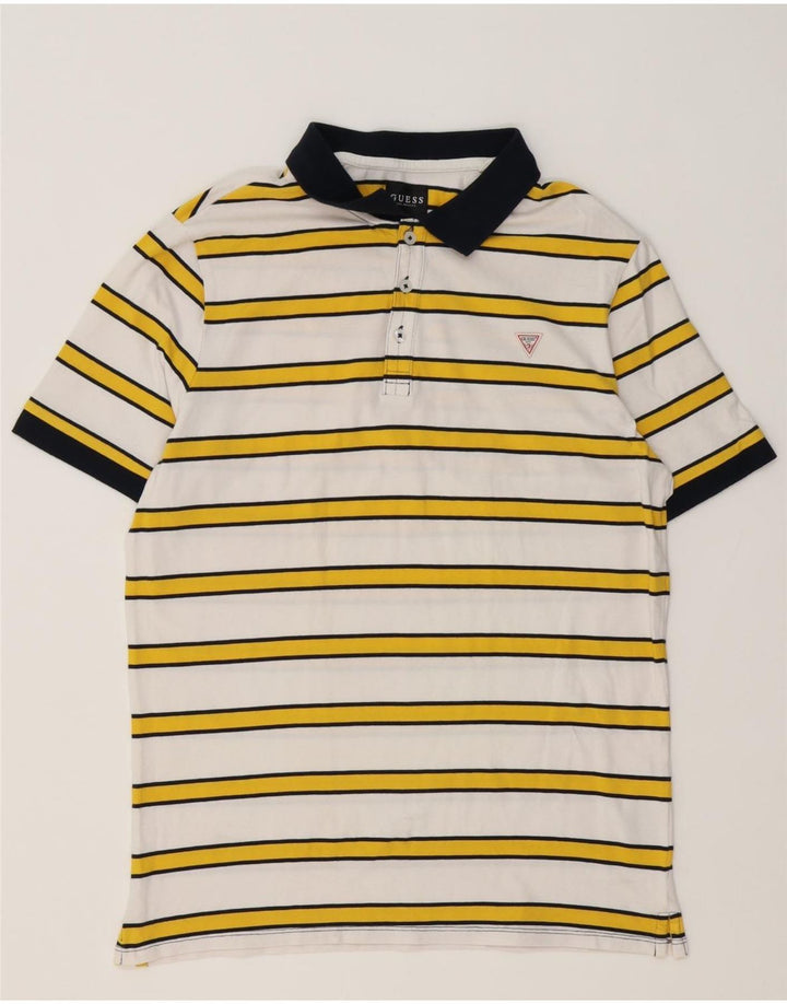 Guess Polo Homme Grand Coton Rayé Blanc