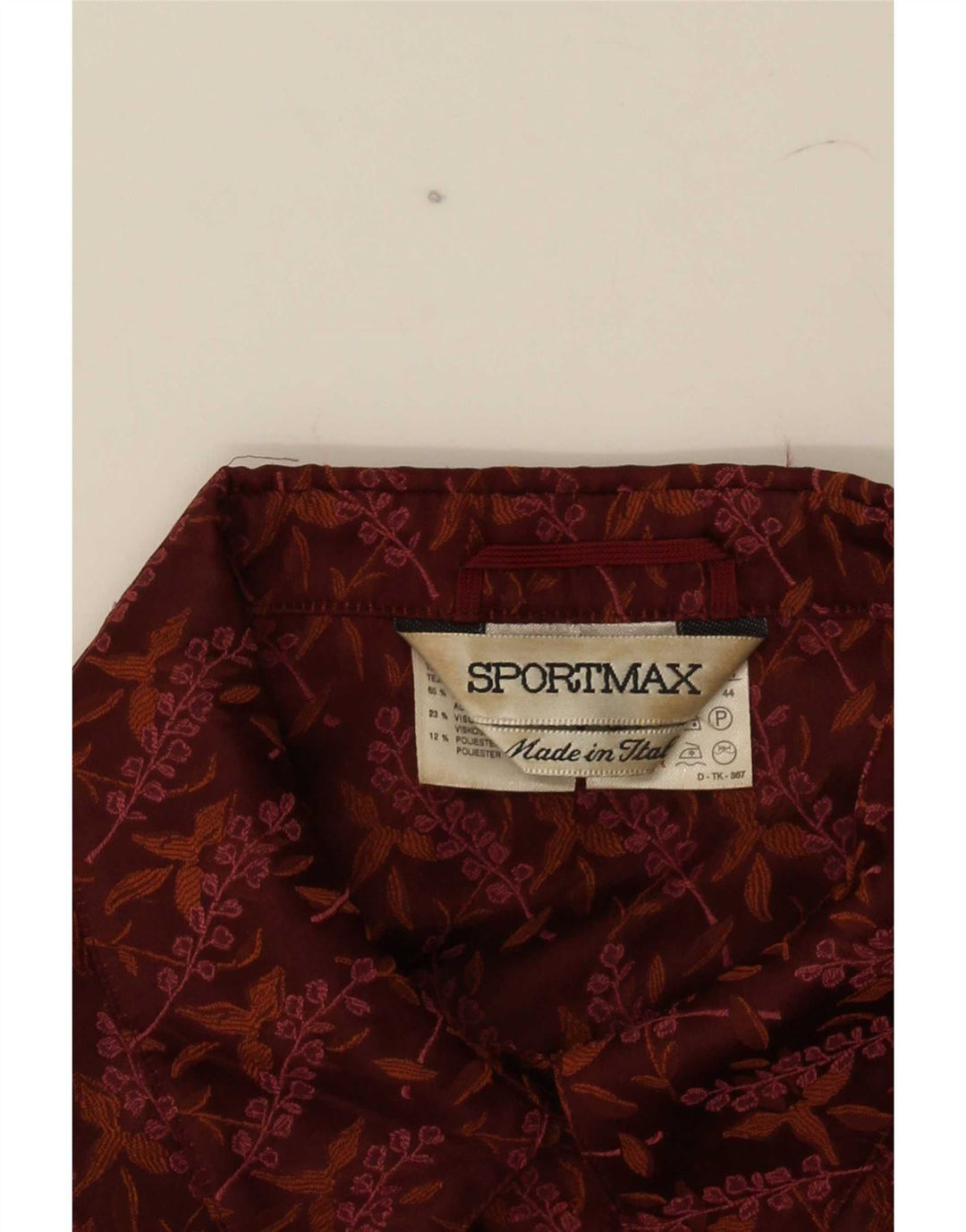 Sportmax Veste blazer à manches courtes pour femme UK 12 Marron moyen floral