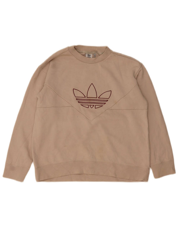 Adidas Sweat-shirt surdimensionné graphique pour femme UK 8 Petit coton beige