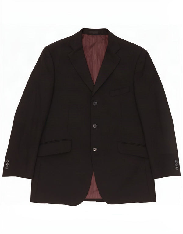 Marks & Spencer Mens 3 Button Blazer Jacket UK 42 Large Navy Blue Polyester