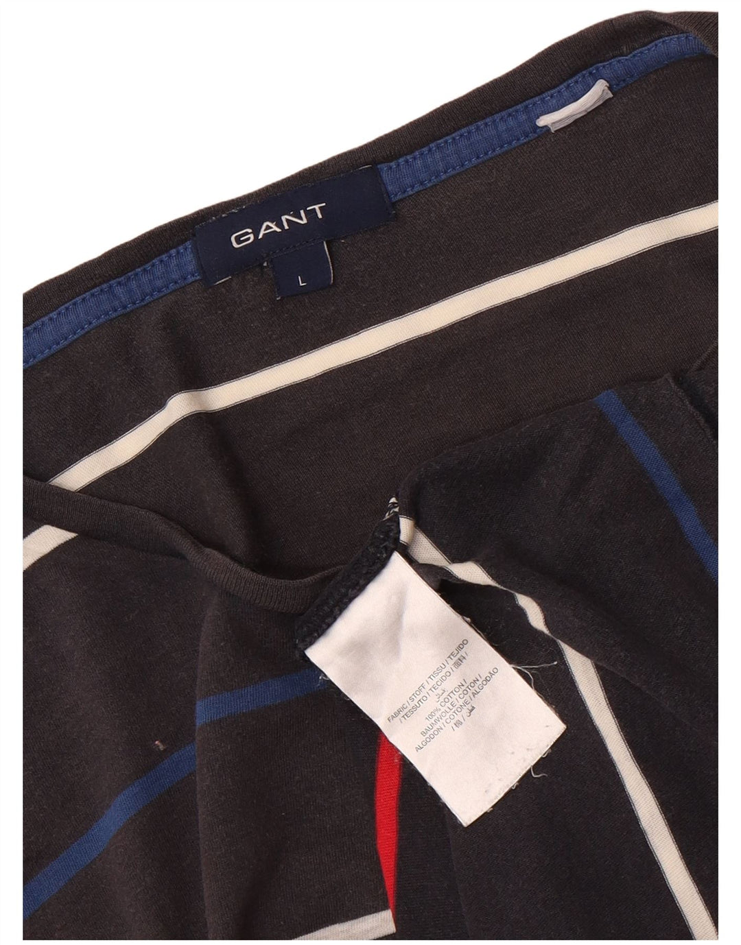 GANT T-Shirt Homme Top Large Gris Rayé Coton