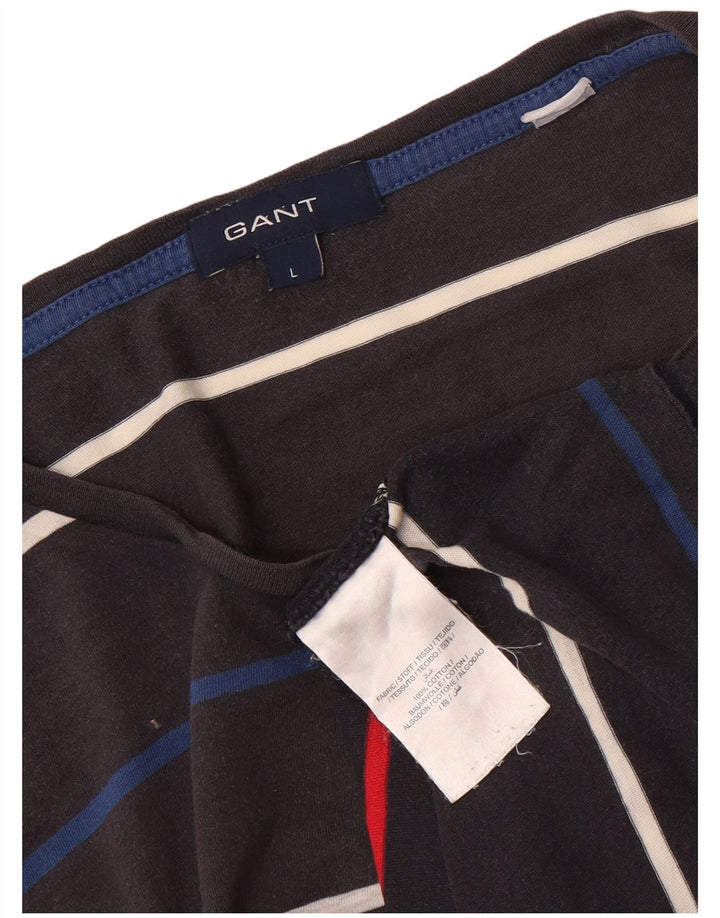 GANT T-Shirt Homme Top Large Gris Rayé Coton