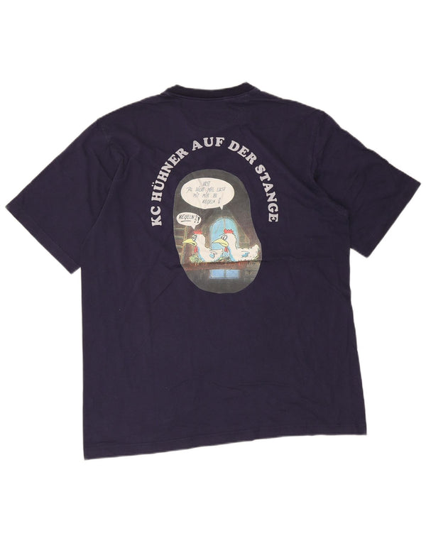 Adidas Mens Graphic T-Shirt Top UK 40/42 Medium Navy Blue Cotton