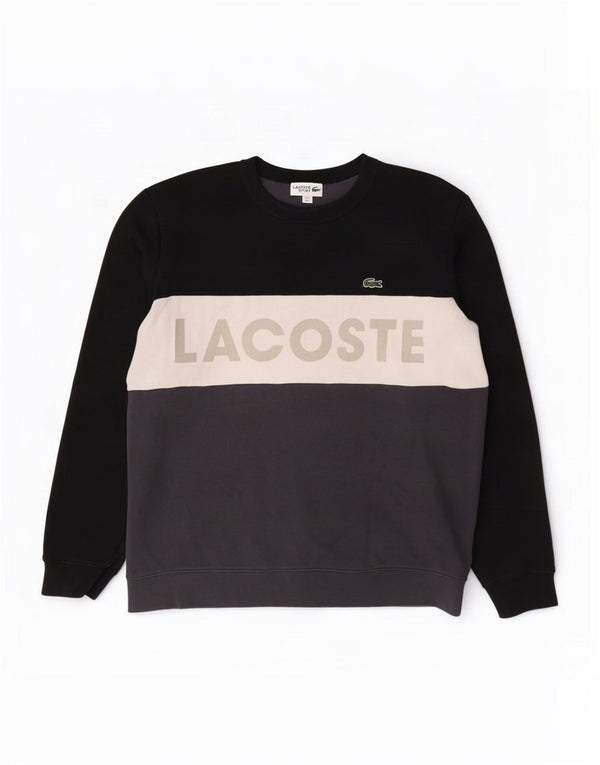 Lacoste Mens Graphic Sweatshirt Jumper Taille 5 Grand Noir Colourblock