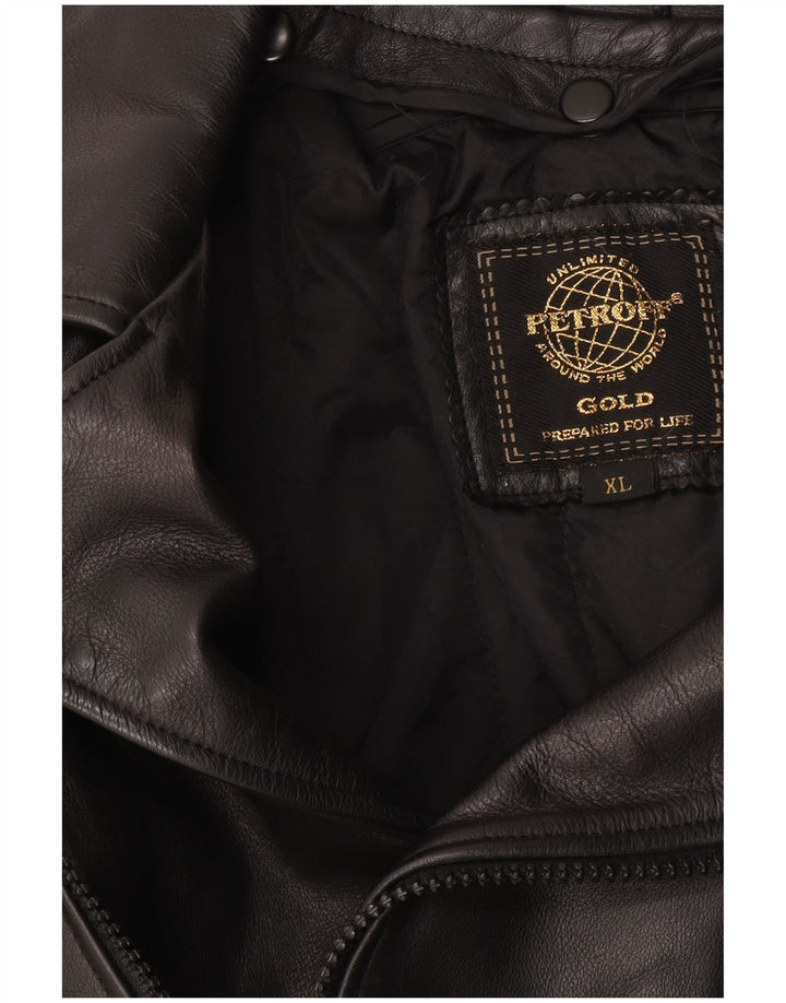 Veste de motard en cuir graphique pour homme UK 42 XL Noir