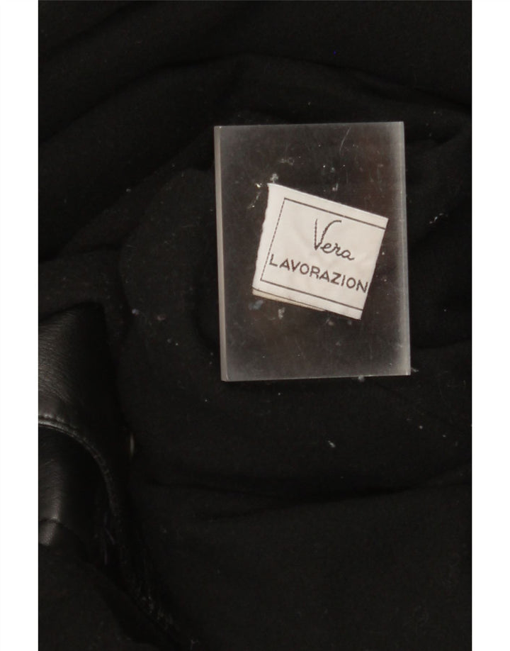 manteau en cuir femme vintage IT 42 Cuir noir moyen