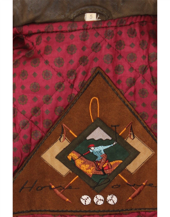 veste en cuir tricoté vintage pour hommes UK 42 XL Kaki Colourblock Classic