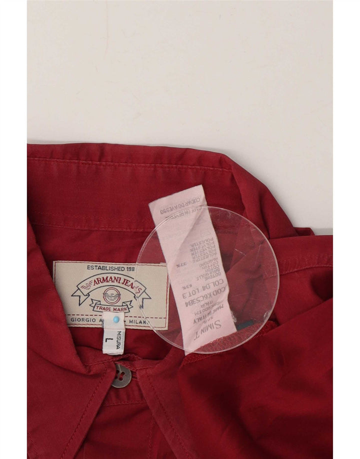 Armani Jeans Chemise Homme Large Rouge Coton