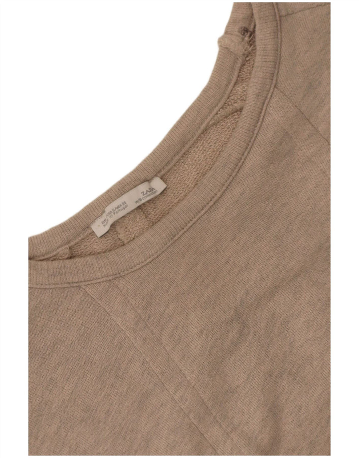 Zara Sweat-shirt surdimensionné à manches courtes pour femme UK 10 Petit Beige