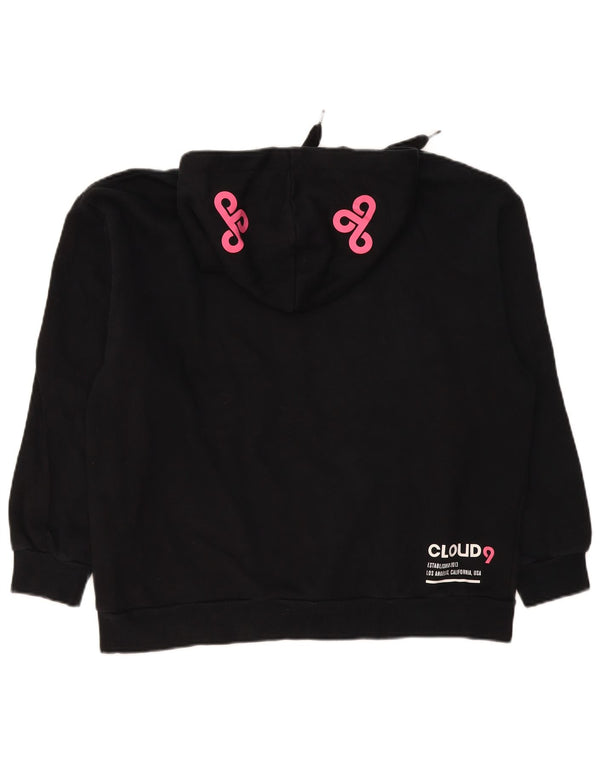 Puma Pull à capuche graphique surdimensionné pour femme UK 14 Coton noir moyen