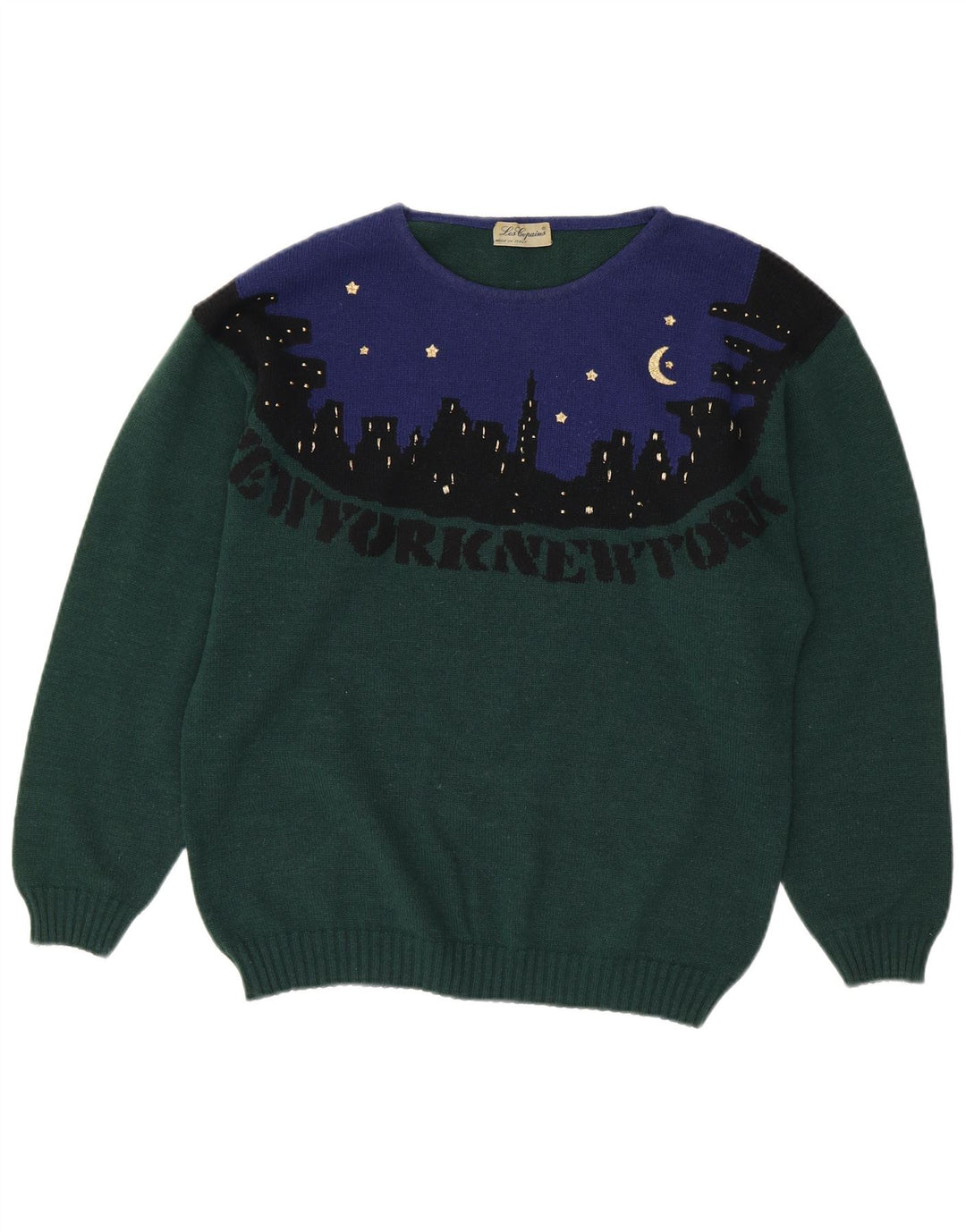 LES COPAINS Pull ras du cou pour femme UK 18 XL Vert Colourblock