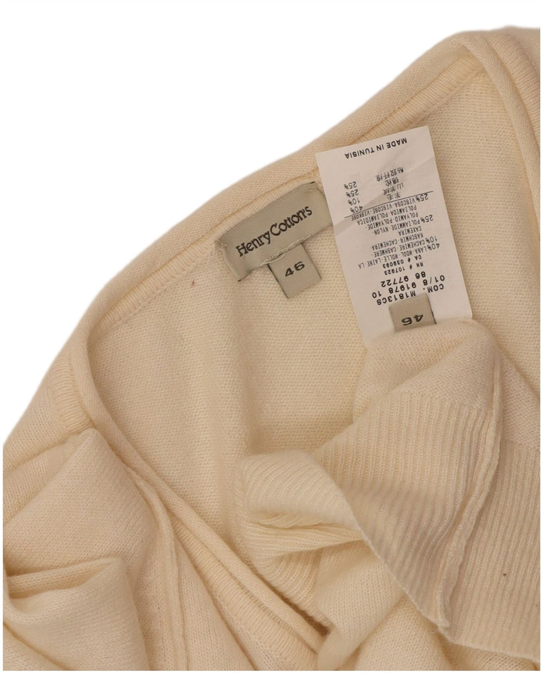 Henry Cottons Pull col en V pour femme IT 46 Large Blanc cassé