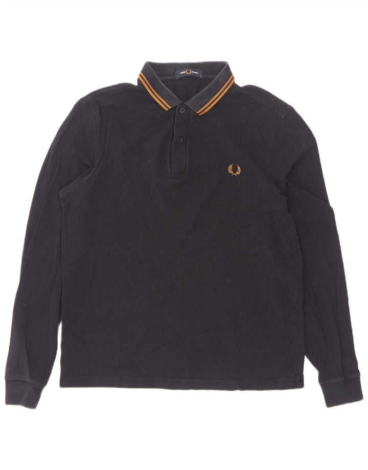 Fred Perry Polo à manches longues homme en coton rayé bleu marine moyen