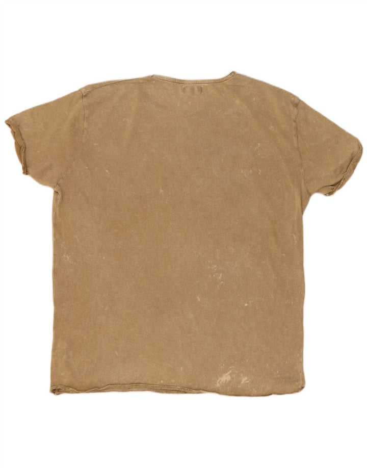 Zara T-Shirt Homme Top XL Beige Moucheté Polyester