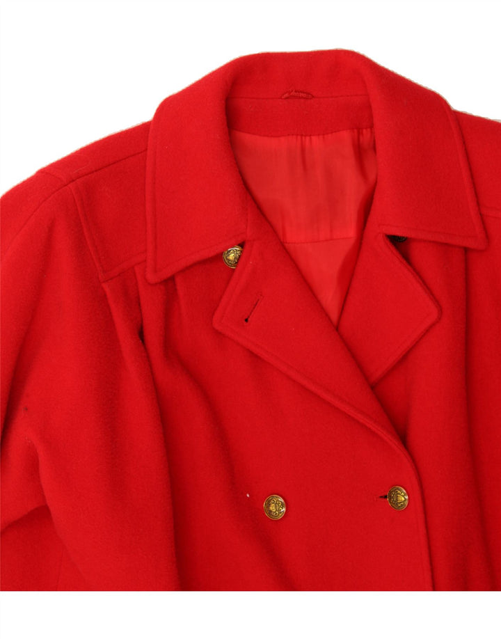 DERETA Womens Oversized Double Breasted Coat UK 10 Small Red Lambswool Vintage Dereta and Second-Hand Dereta from Messina Hembry 