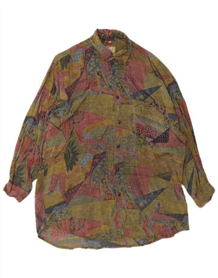 C&A Chemise Homme Taille 39/40 Moyenne Viscose Géométrique Multicolore