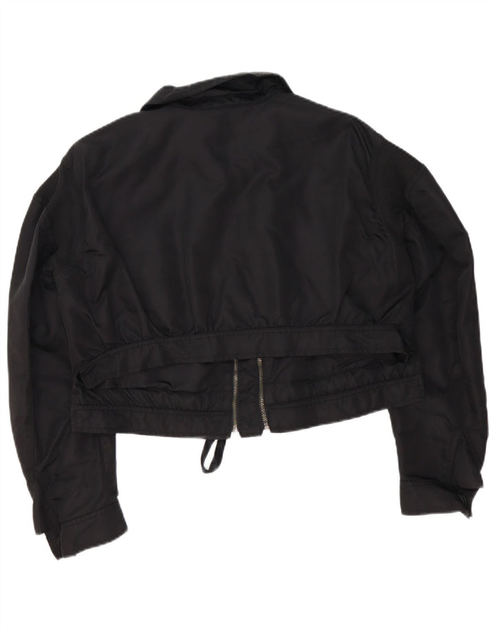 Zara Womens Crop Oversize Bomber Jacket UK 6 XS Noir Polyamide