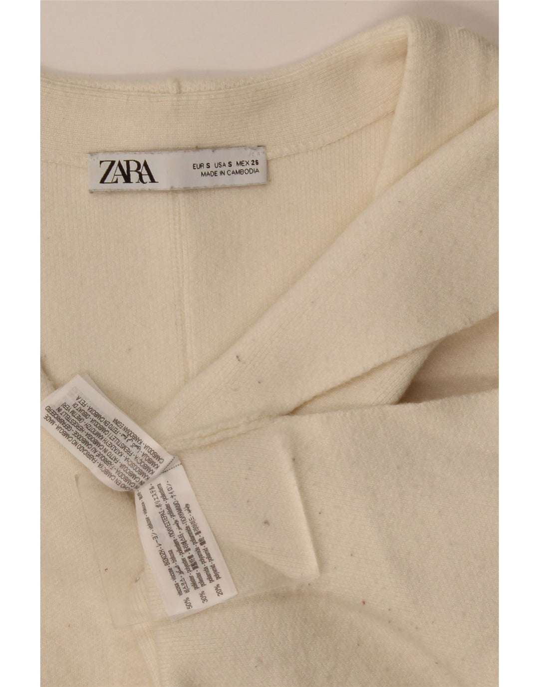 Zara Cardigan Femme Pull UK 10 Petite Viscose Beige