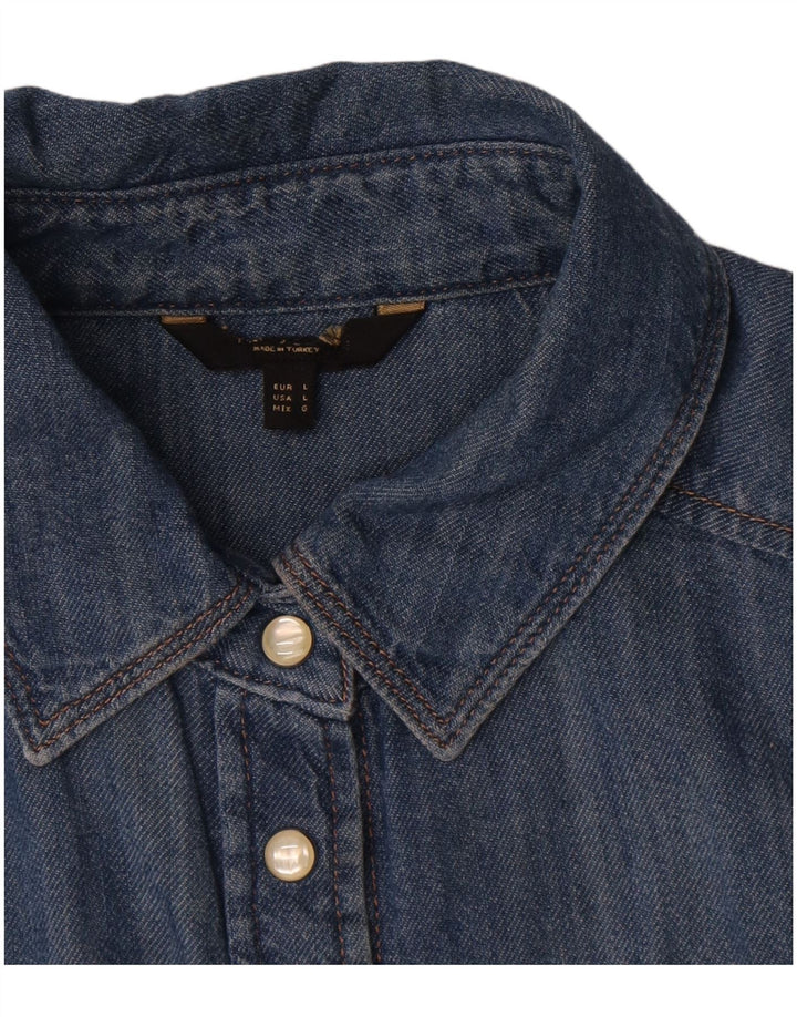chemise en denim femme vintage UK 16 Grand Bleu