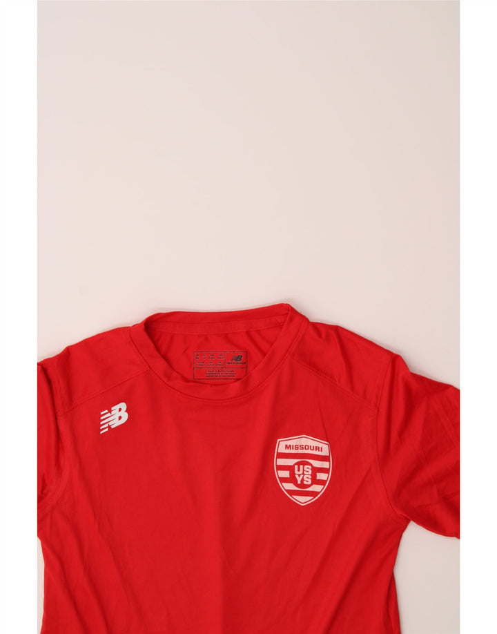 NEW BALANCE Boys Graphic T-Shirt Top 13-14 Years Red Polyester Vintage New Balance and Second-Hand New Balance from Messina Hembry 