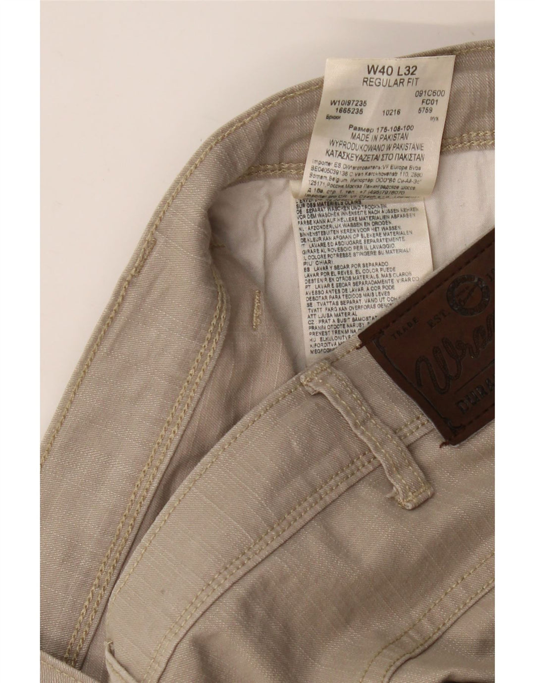 WRANGLER Pantalon décontracté droit coupe droite pour homme W40 L32 Coton beige