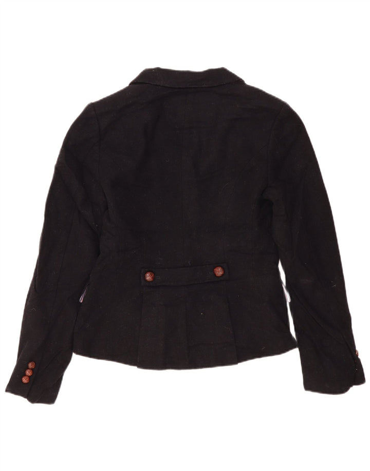 Jack Wills Veste blazer à 3 boutons pour femme UK 10 Petite laine noire