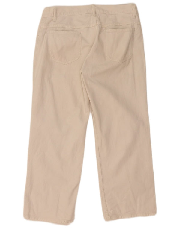 Benetton Womens Straight Cropped Trousers IT 46 Large W32 L24 White Cotton