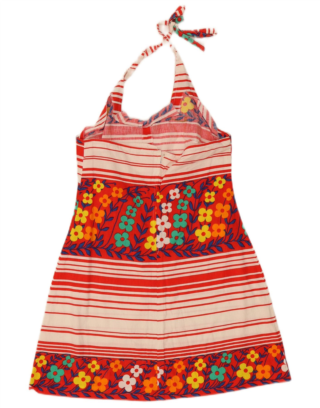 vintage Womens Halter Dress UK 8 Petit Floral Multicolore