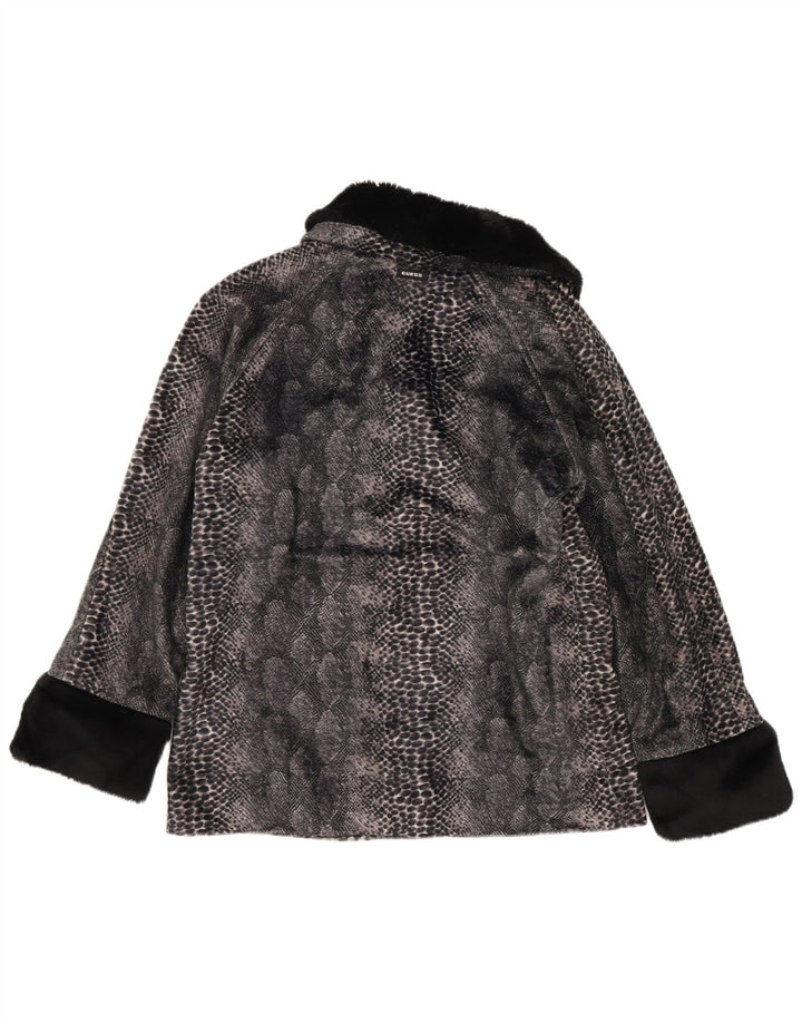 Guess Veste en fausse fourrure pour femme UK 44 Polyester imprimé animal gris moyen