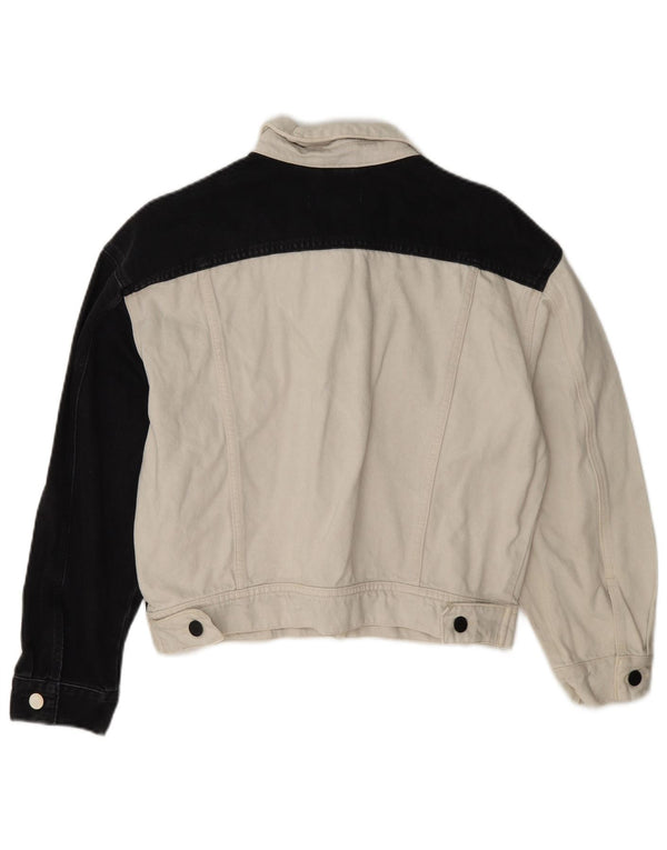 Guess Veste en jean surdimensionnée pour femme UK 6 XS Noir Colourblock Coton