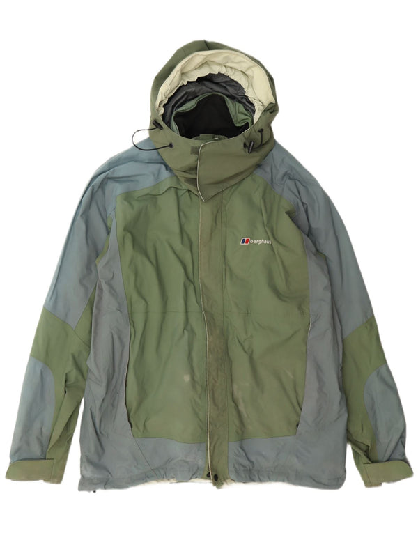 Berghaus Veste de pluie à capuche pour homme UK 40 Large Vert Colorblock Nylon