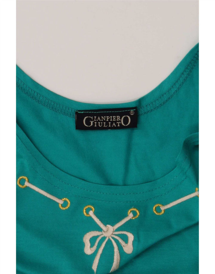 vintage Femme Débardeur Top UK 12 Vert Moyen