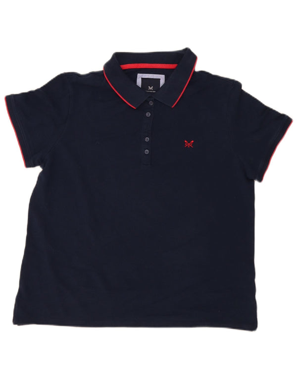 Crew Clothing Polo Femme UK 14 Large Bleu Marine Coton
